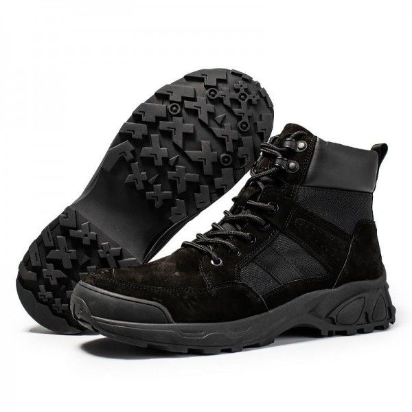 Men's shoes Martin boots Men's autumn and winter British style high top new outdoor cotton shoes Men's leather work boots 