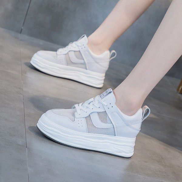 Genuine leather Forrest Gump single shoes for women with increased inner thickness and lace up small white shoes for women 