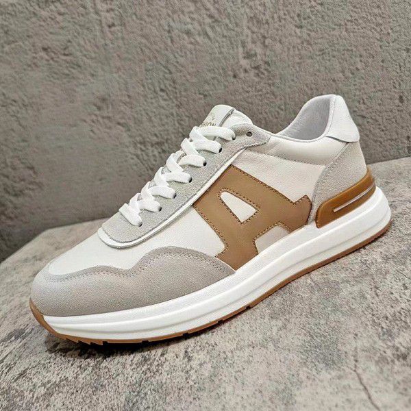 Genuine leather sports shoes are trendy and versatile for men. Cowhide casual shoes with top layer, breathable running shoes for men 