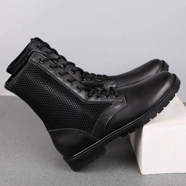 Men's Martin boots, men's British trend, men's boots, zippered mid length boots, vintage breathable leather boots, high top shoes, trendy 