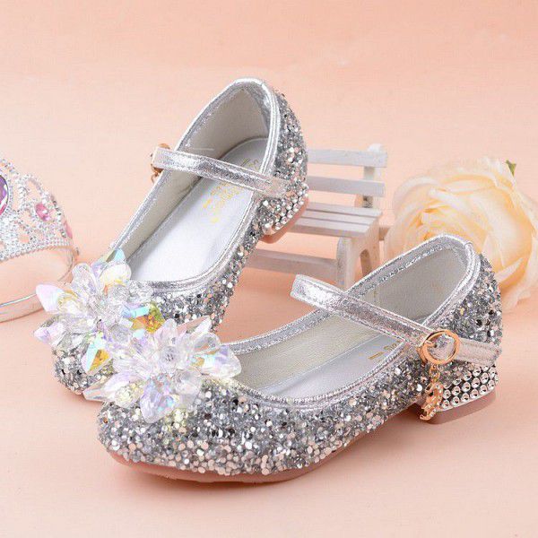 Girls' Princess Shoes, Single Shoes, Fashion Show, Leather Shoes, Model Show, Children's High Heels, Children's Crystal Shoes 