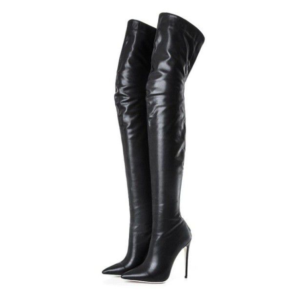 Pointed back zipper slim high heel slimming boots 