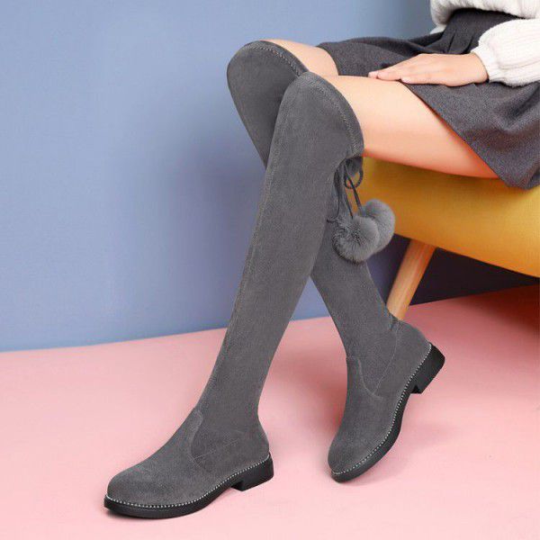 Girls' knee length boots, autumn and winter real r...