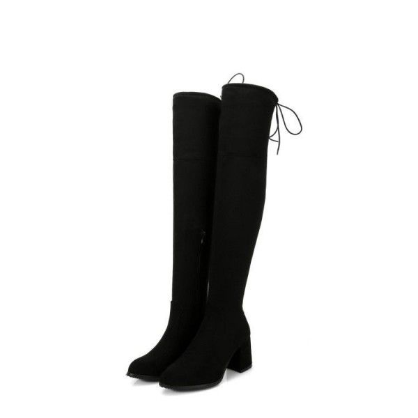 Winter long boots, knee length, women's boots, size, high heels, square thick heels, pointed straps, slimming legs, matte leather, trendy 