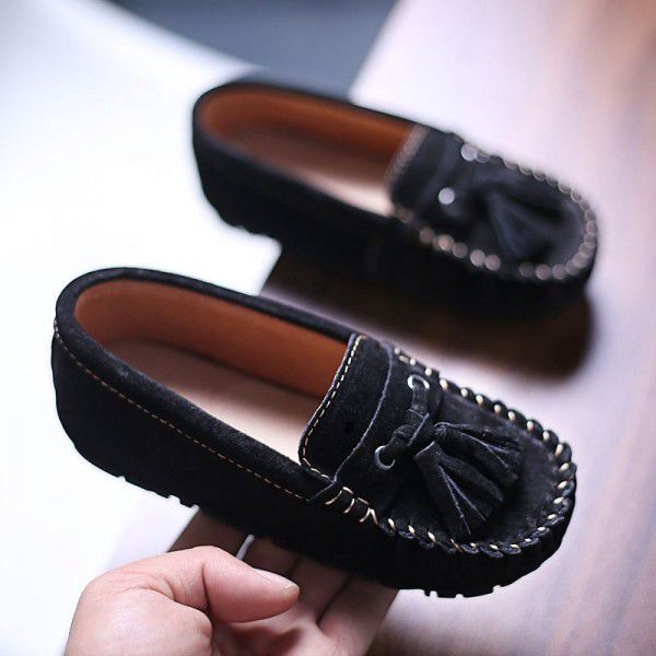 Autumn New Genuine Leather Mid size Boys' Shoes British Tassel Fashion Shoes Girls' Princess Shoes 