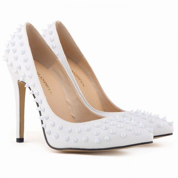 Lorantine pointed matte rivet thin high heels nightclub women's shoes wedding banquet ball shoes 