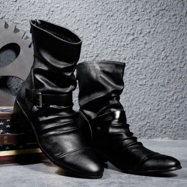 Martin boots, men's pointed leather boots, British...