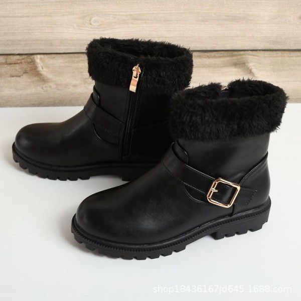 Girls' Boots New Short Boots Women's Treasure Princess Martin Boots Children's Autumn and Winter Shoes Children's Shoes Leather and Fur One Piece 