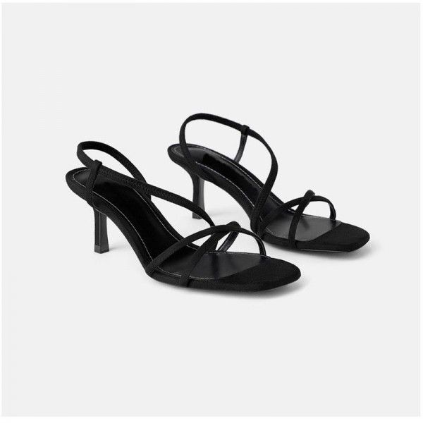 Zara JL sandals women's 2019 new black stiletto st...